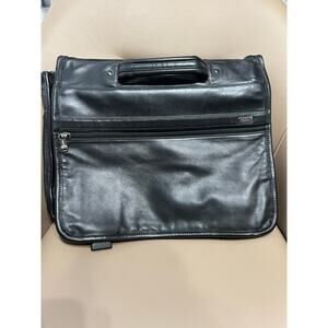 TUMI Alpha Briefcase Bag Nappa Leather Flap Expandable Black Messenger Laptop